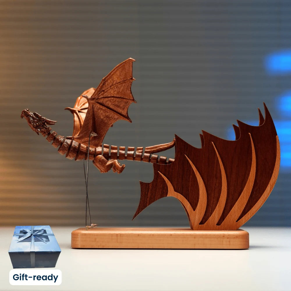 WarmFunDecor Handcrafted Wooden Gothic Dragon Automaton