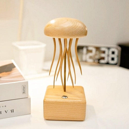 Handcrafted Wooden Jellyfish Automaton_Handmade_Deskdecor_Oceanlover_Roomornament_WarmFunDecor