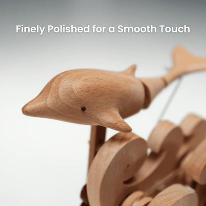 Handcrafted Wooden Dolphin Automaton