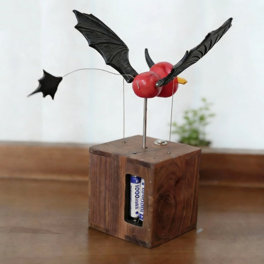 Handcrafted Wooden Bat Automaton