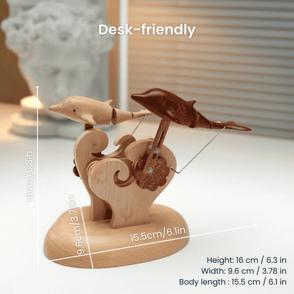 Handcrafted Wooden Dolphin Automaton