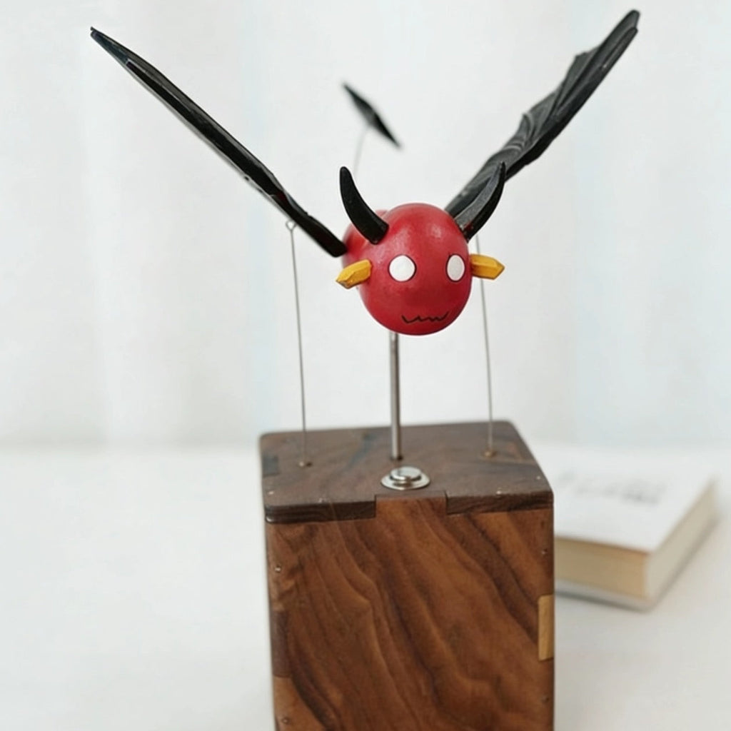 Handcrafted Wooden Bat Automaton
