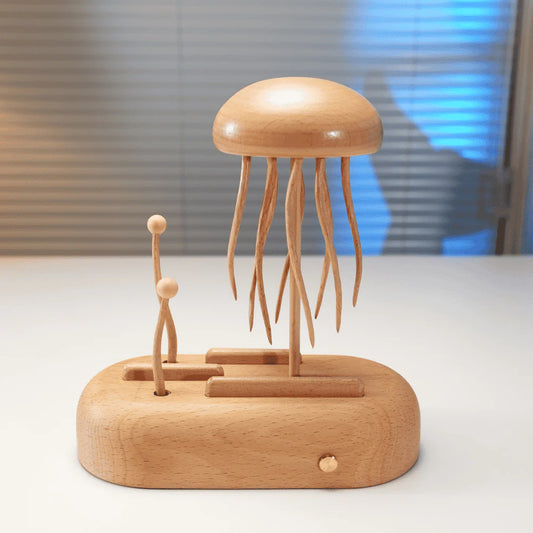 WarmFunDecor Handcrafted Wooden Jellyfish Automaton(Big)