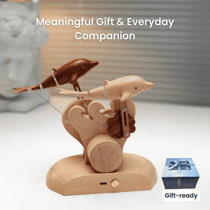 Handcrafted Wooden Dolphin Automaton