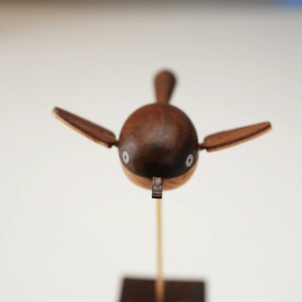 Handcrafted Walnut Bird Automaton