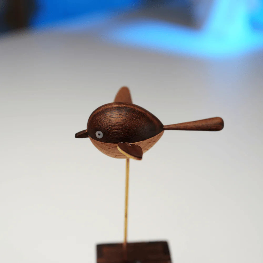 Handcrafted Walnut Bird Automaton