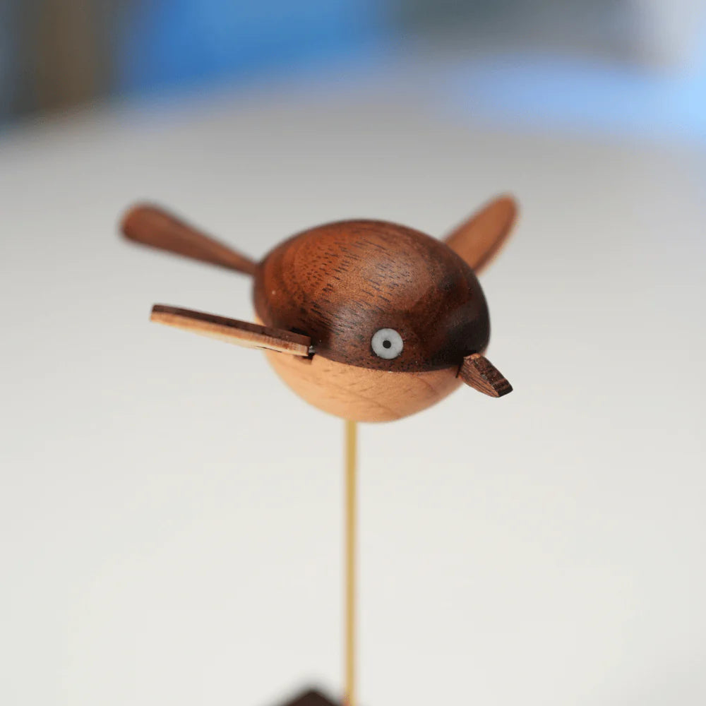 Handcrafted Walnut Bird Automaton