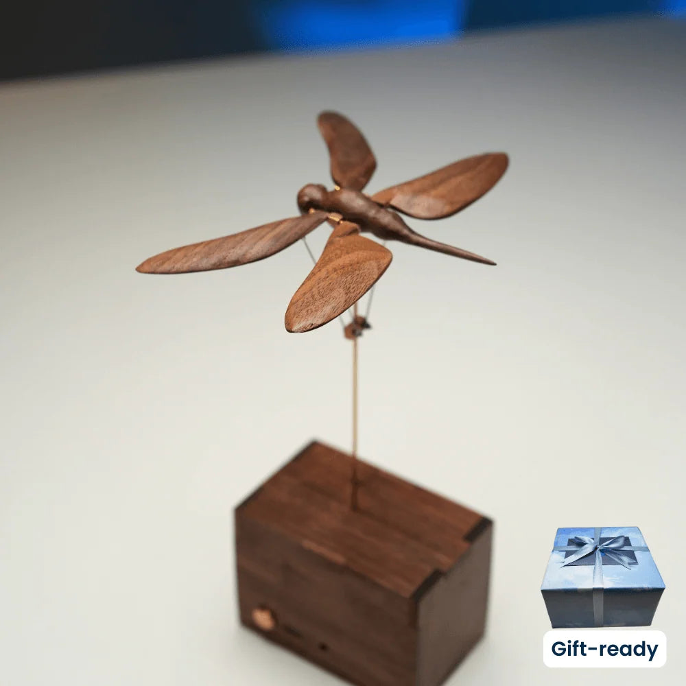 WarmFunDecor Handcrafted Wooden Dragonfly Automaton