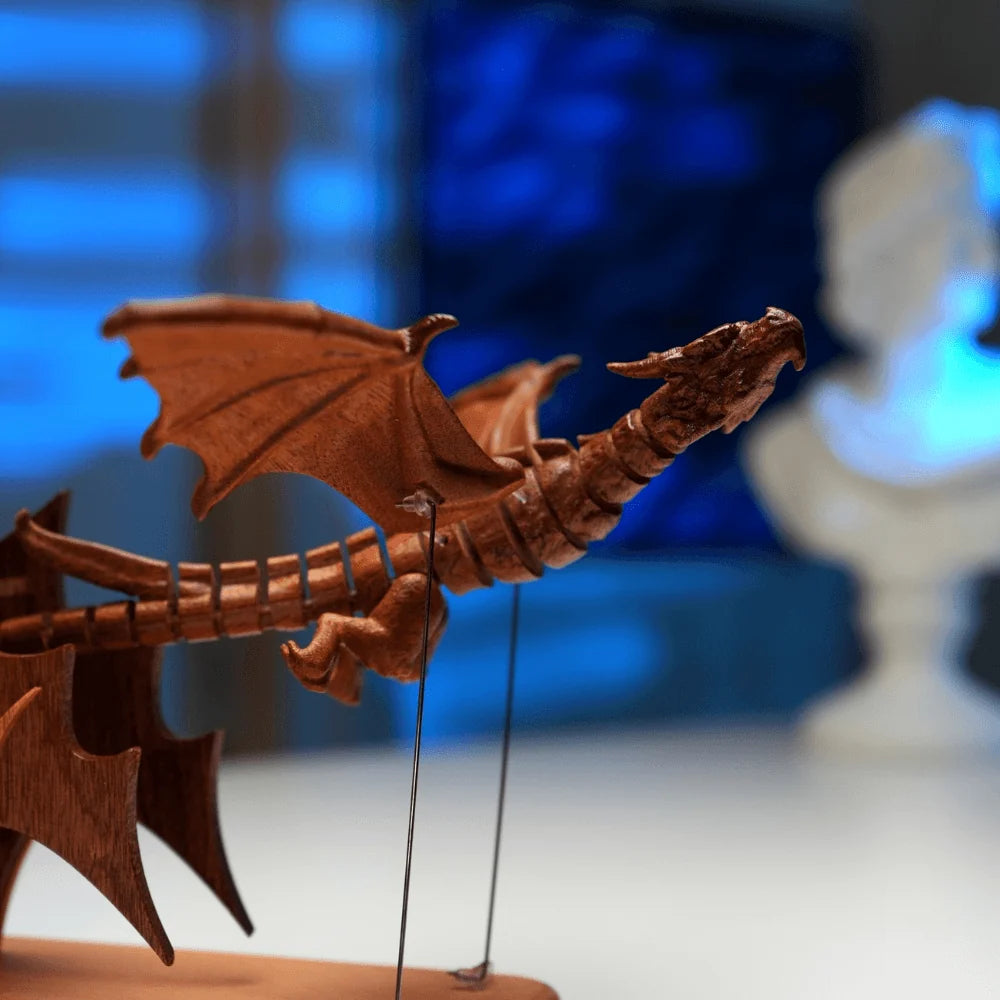 WarmFunDecor Handcrafted Wooden Gothic Dragon Automaton