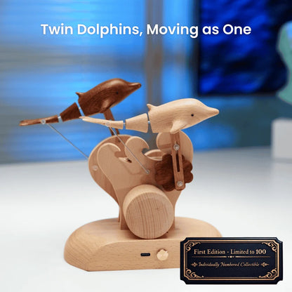 Handcrafted Wooden Dolphin Automaton