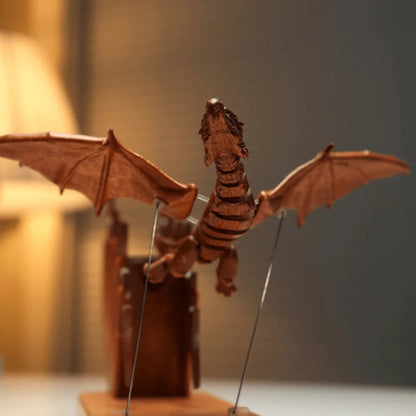 WarmFunDecor Handcrafted Wooden Gothic Dragon Automaton