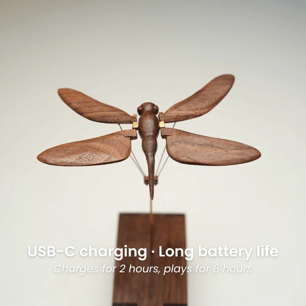 WarmFunDecor Handcrafted Wooden Dragonfly Automaton