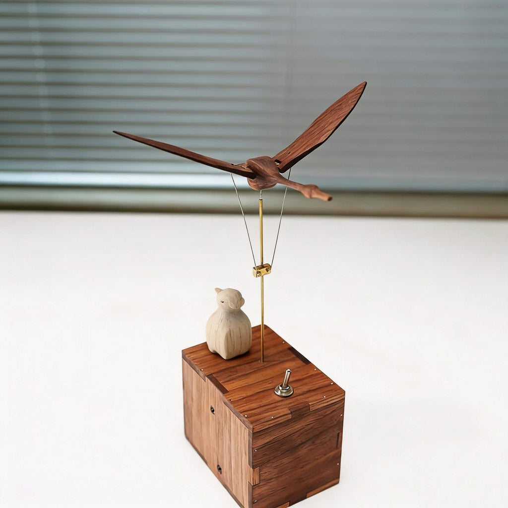 HandcraftedWalnutSwanAutomaton__Handmade_Roomdecor_Deskdecor_Woodartwork