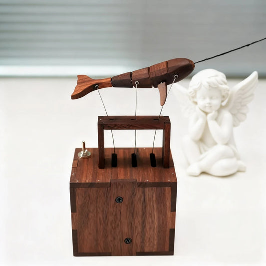 Handcrafted Walnut Whale ORNAMENTAutomaton_Deckdecor_Roomdecor_Woodart_Oceanlover_Warmfundecor