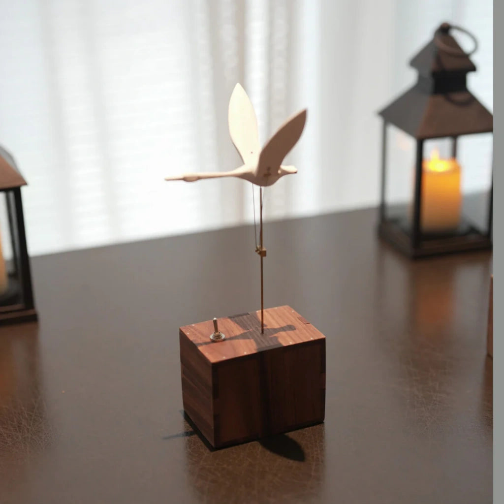 Handcrafted Wooden White Swan Automaton_Woodartwork_Deskdecor_Roomdecor_Stressrelief_WarmFunDecor