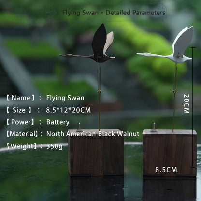 Handcrafted Wooden White  Swan  Automaton