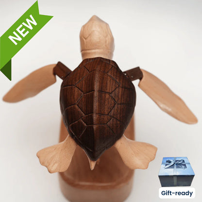 Handcrafted Wooden Sea Turtle Automaton