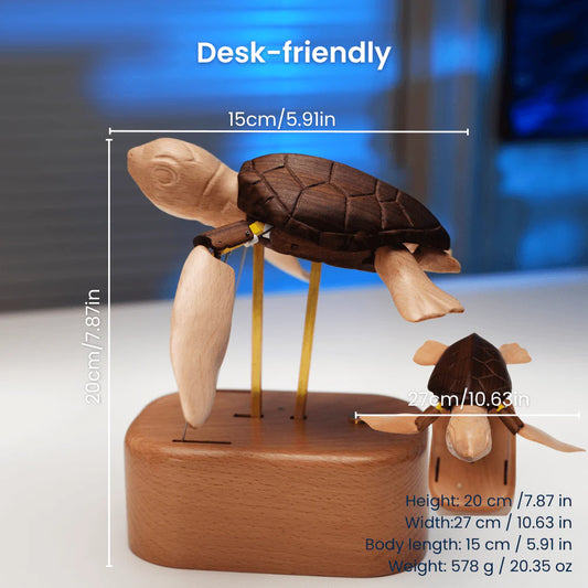Handcrafted Wooden Sea Turtle Automaton