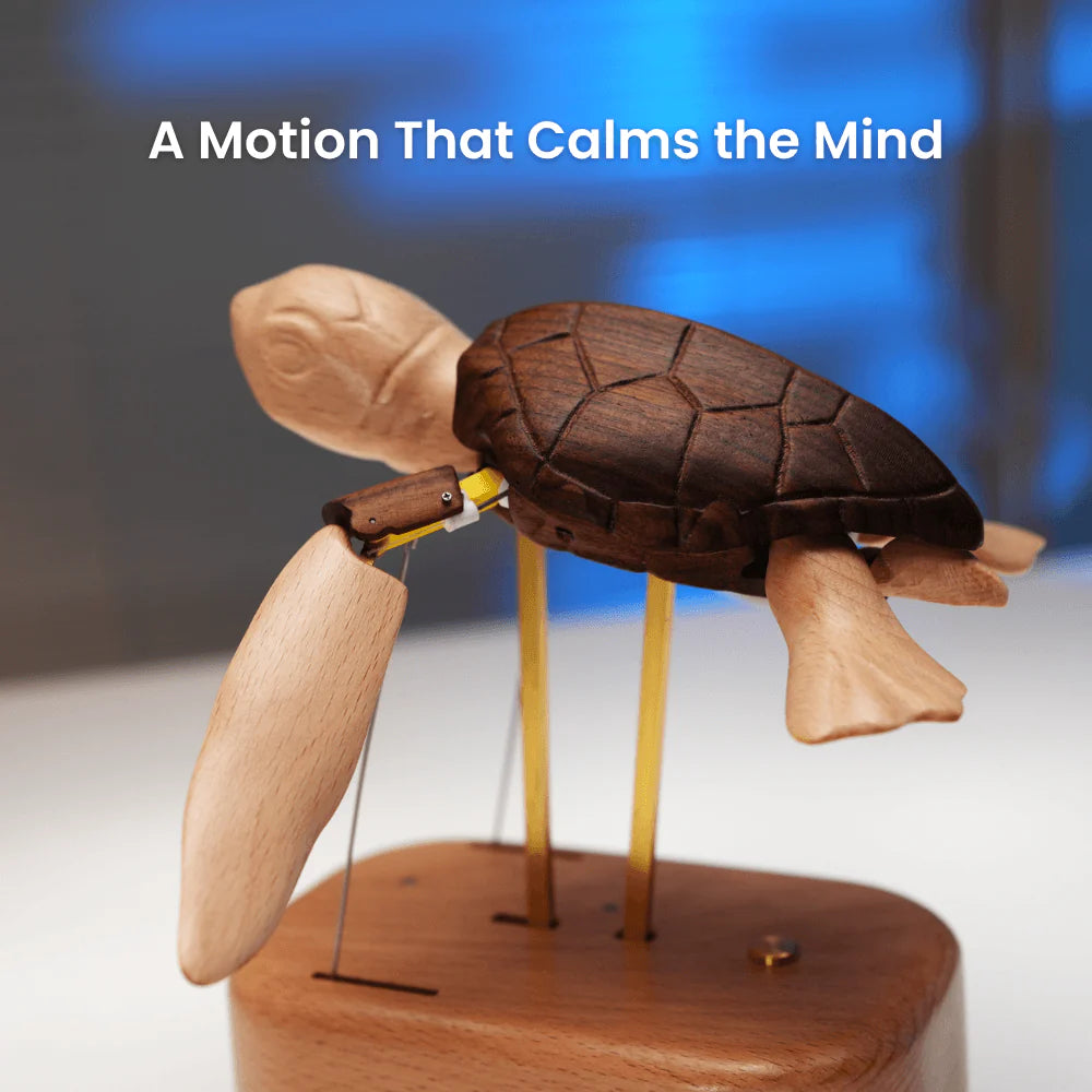 Handcrafted Wooden Sea Turtle Automaton