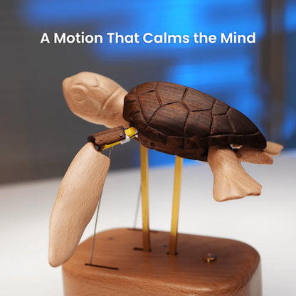 Handcrafted Wooden Sea Turtle Automaton