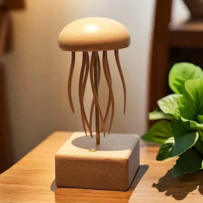 Handcrafted Wooden Jellyfish Automaton_Handmade_Deskdecor_Oceanlover_Roomornament_WarmFunDecor