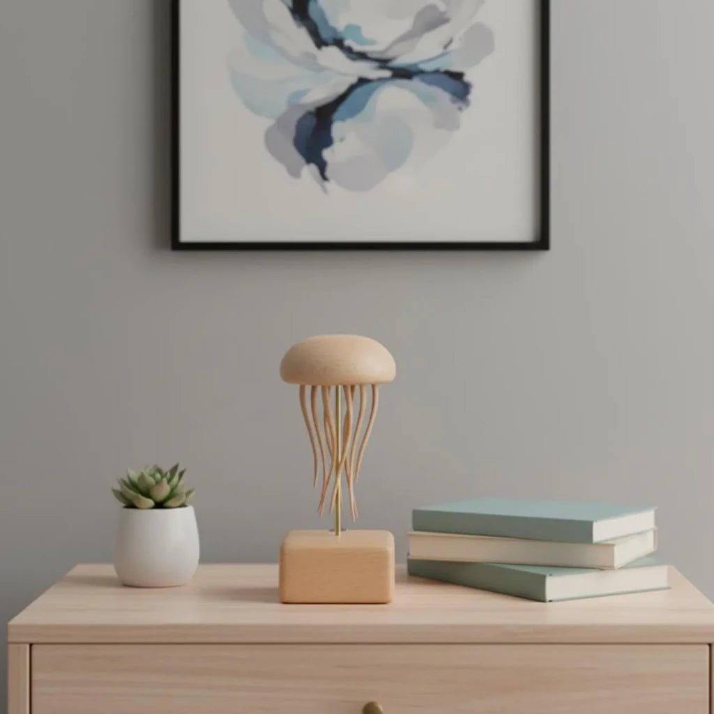 This handcrafted wooden jellyfish ornament by WarmFunDecor relieves fatigue and stress, and is also suitable for home decoration.