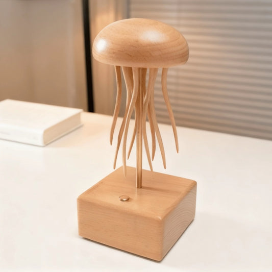 Handcrafted Wooden Jellyfish Automaton_Handmade_Deskdecor_Oceanlover_Roomornament_WarmFunDecor