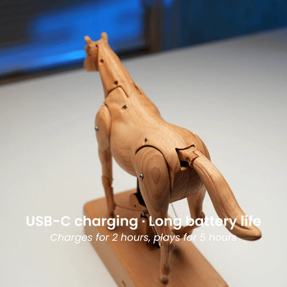 WarmFunDecor Handcrafted Wooden Horse Automaton
