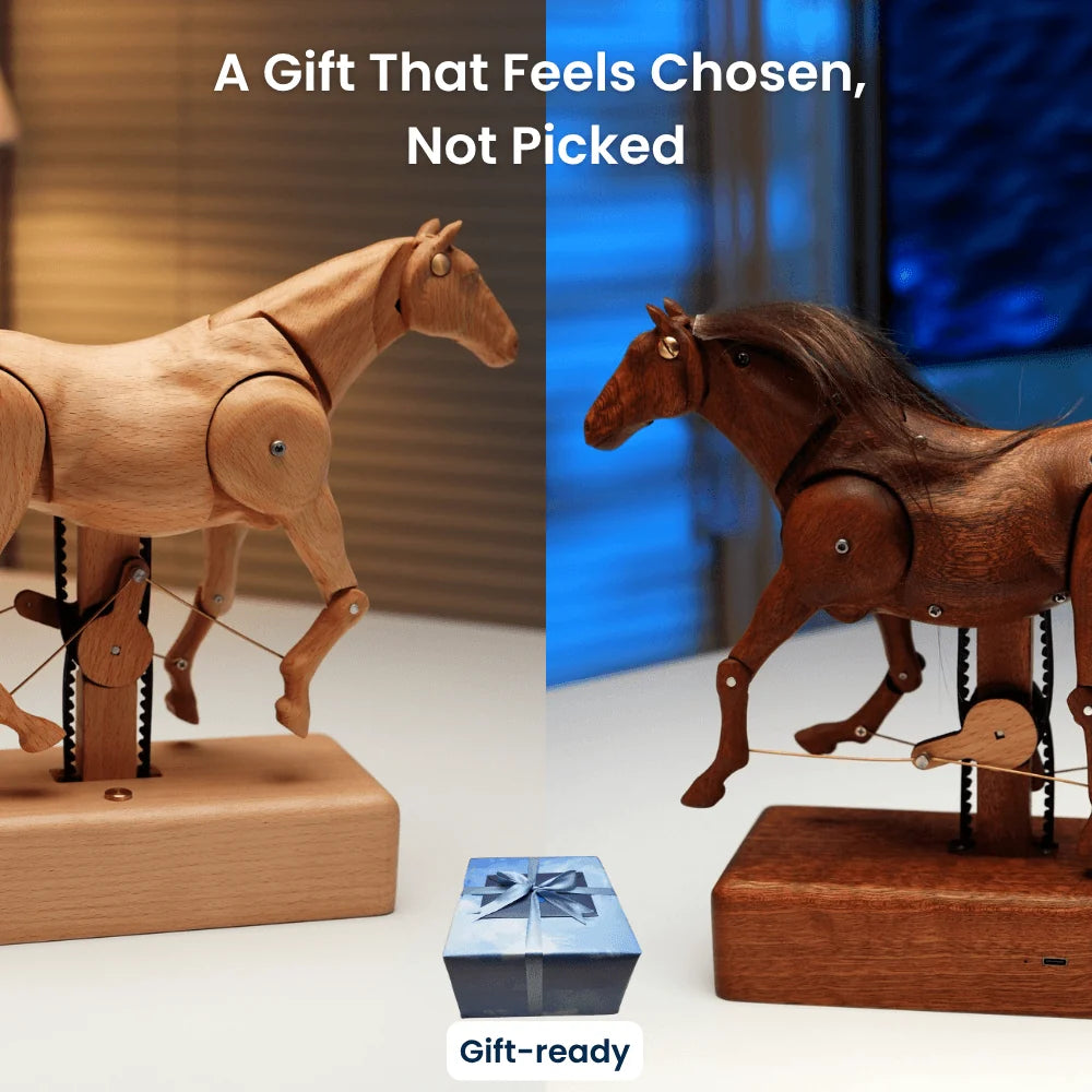 WarmFunDecor Handcrafted Wooden Horse Automaton