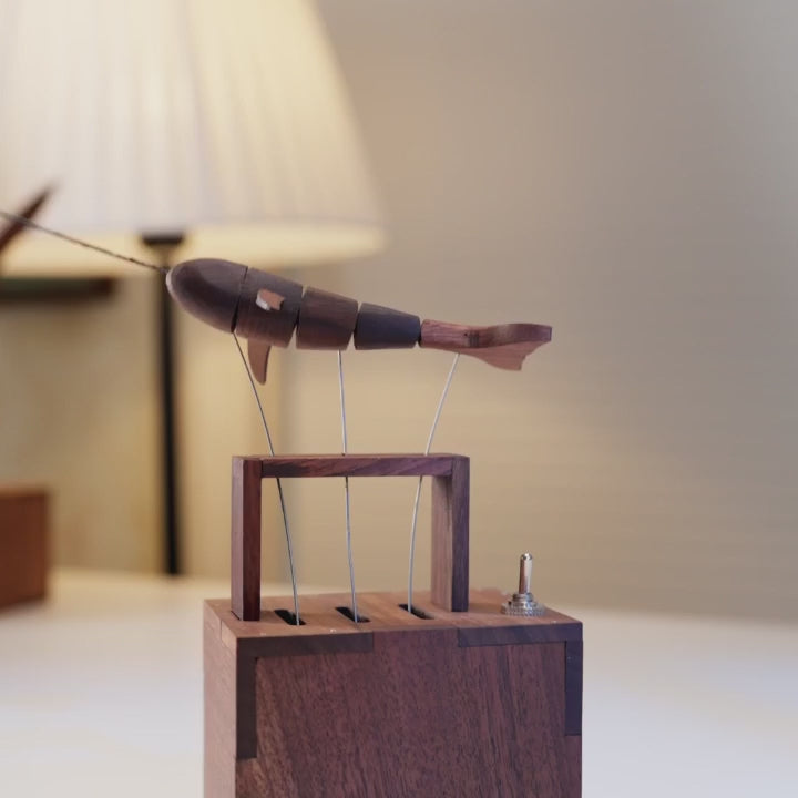 Handcrafted Walnut Whale Automaton_Deckdecor_Roomdecor_Oceanlover_Warmfundecor