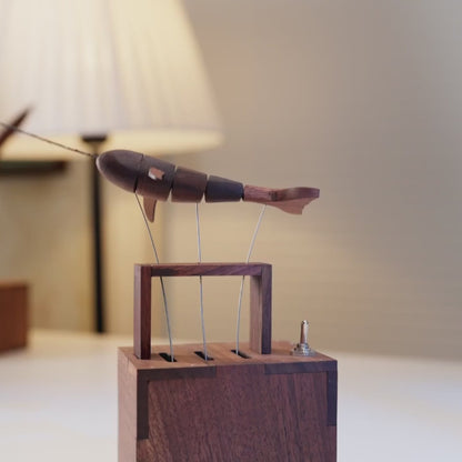 Handcrafted Walnut Whale Automaton_Deckdecor_Roomdecor_Oceanlover_Warmfundecor
