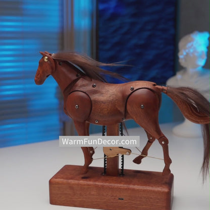 WarmFunDecor Handcrafted Wooden Horse Automaton