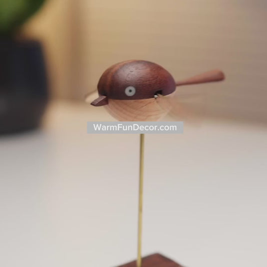 Handcrafted Walnut Bird Automaton
