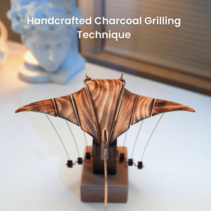 Handcrafted Wooden Manta Ray Automaton