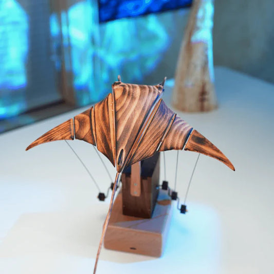 Handcrafted Wooden Manta Ray Automaton